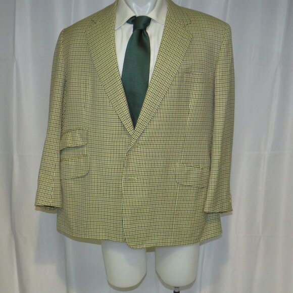 Henry Poole Savile Row Bespoke Cream Checked Two Button Sport Coat 44R - Picture 2 of 13